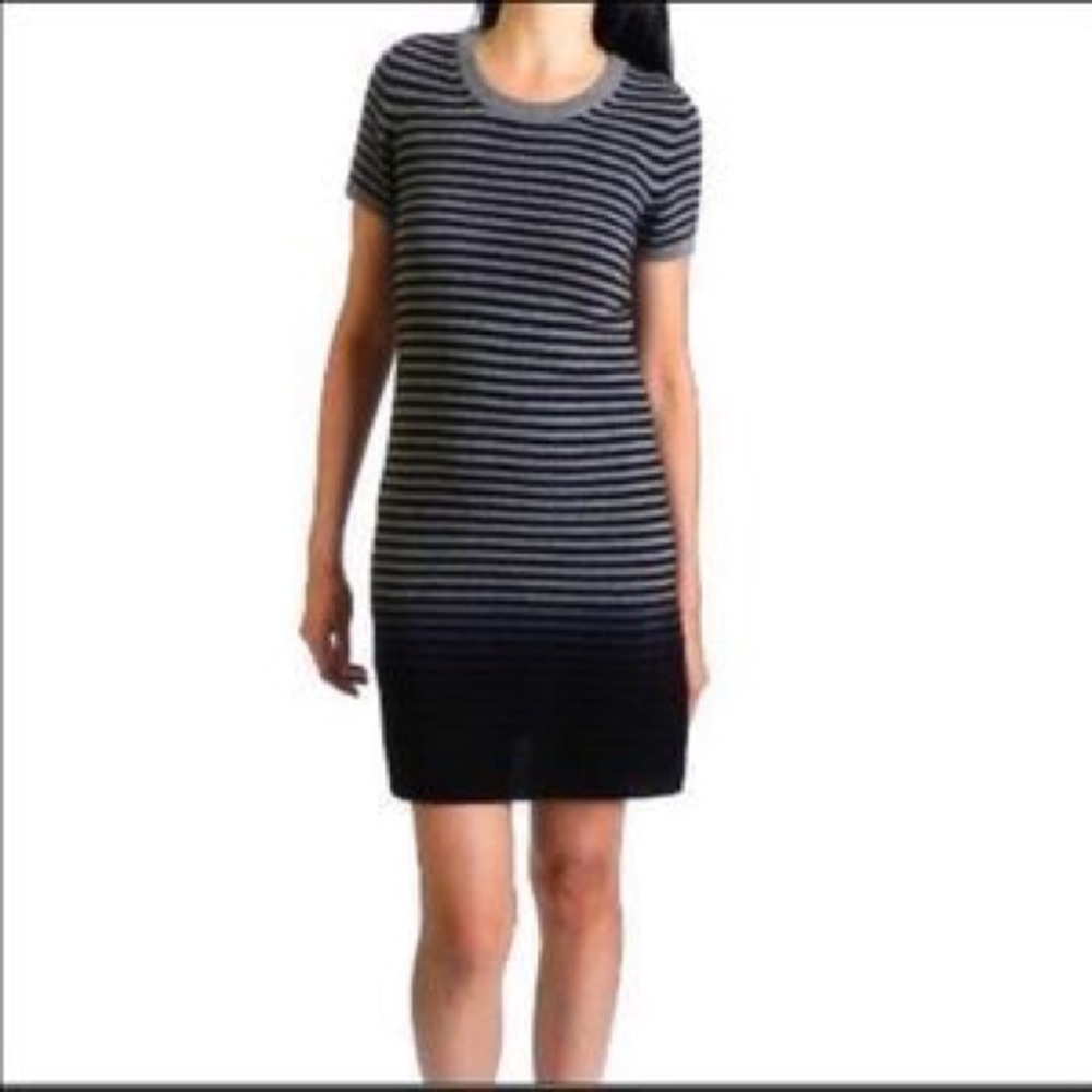 THEORY DOROTHEA STRIPED CASHMERE SWEATER DRESS Sm